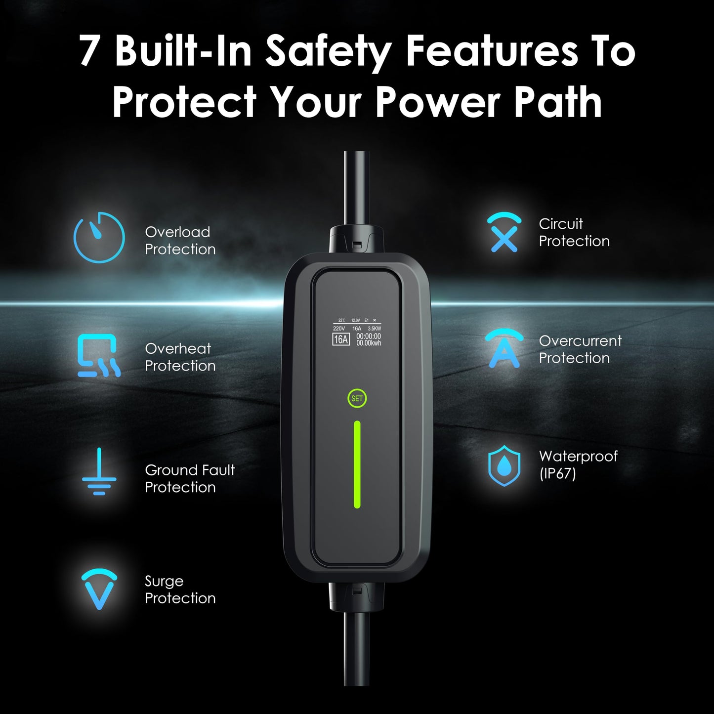 RexingUSA Level 2 EV Charger, NEMA 14-50, 250V 32 Amp, 17 ft Extension Cord & J1772 Cable - Fast Charging for All J1772 EVs
