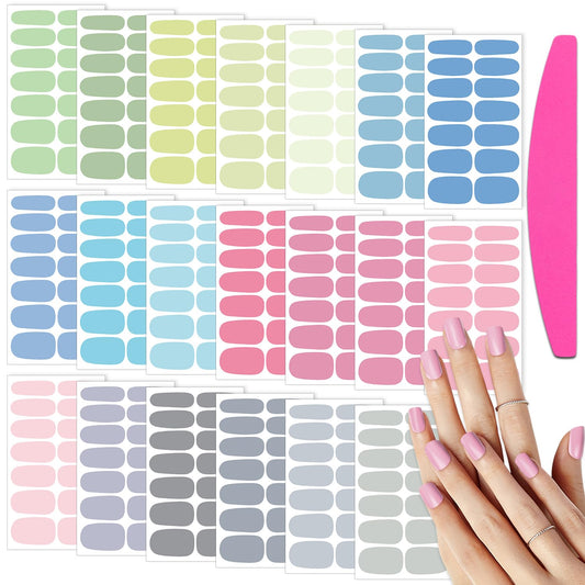 SILPECWEE Nail Polish Strips (20 Sheets, Light Color), Spring Nail Polish Stickers Full Nail Wraps Self Adhesive Nail Stickers Gel Strips Fingernail Sticker Nails for Women with File