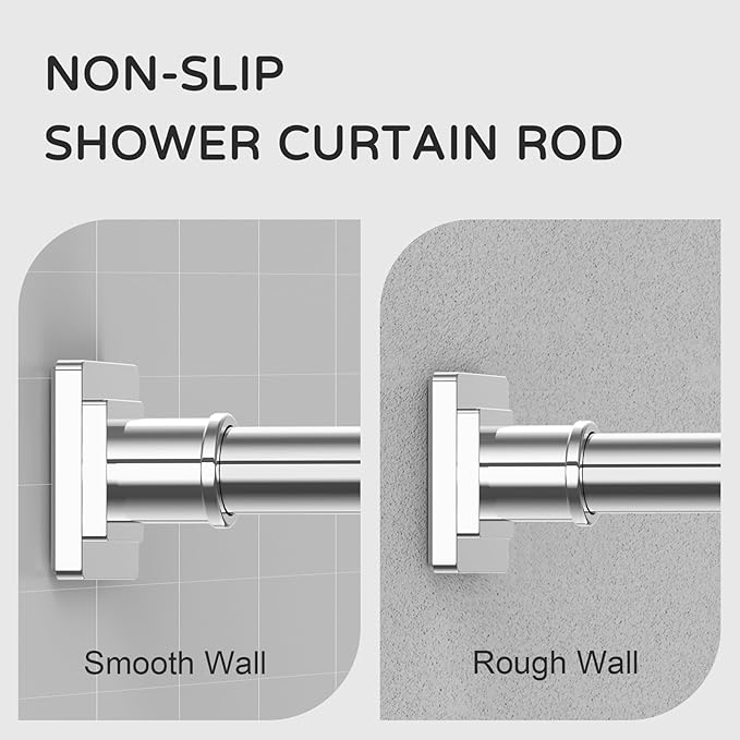 UIOSANRT Stainless Silver Shower Curtain Rod 31-79 Inches Non-Slip Shower Rod Tension Mounted No Drill Shower Curtain Rods Spring Tension Rod Adjustable Tension Curtain Rod for Windows Bathroom