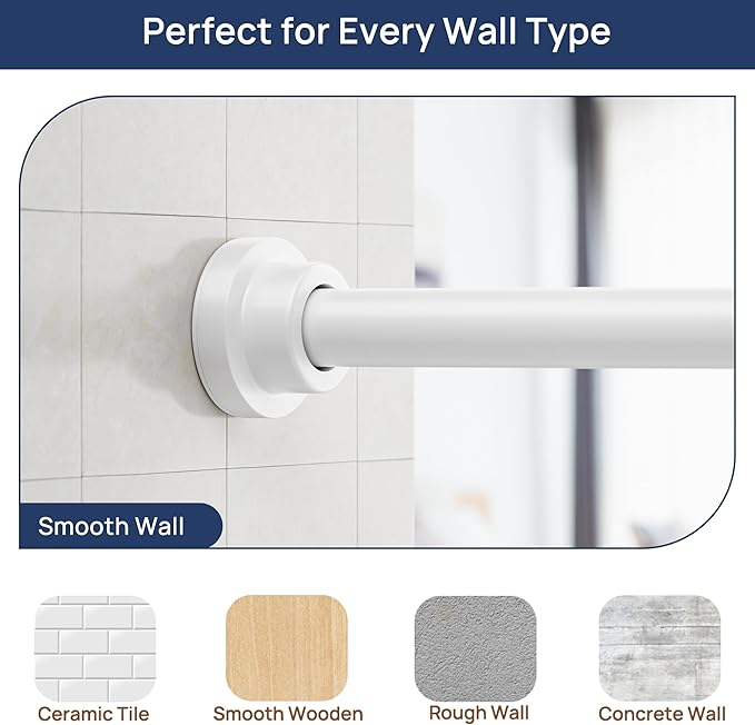 ENJOYBASICS 2 Pack Adjustable Spring Tension Curtain Rods 32 to 78 Inches, Stainless Steel White Shower Rod No Drilling for Window, Bathroom, Closet, Room Divider, 7/8" Diameter
