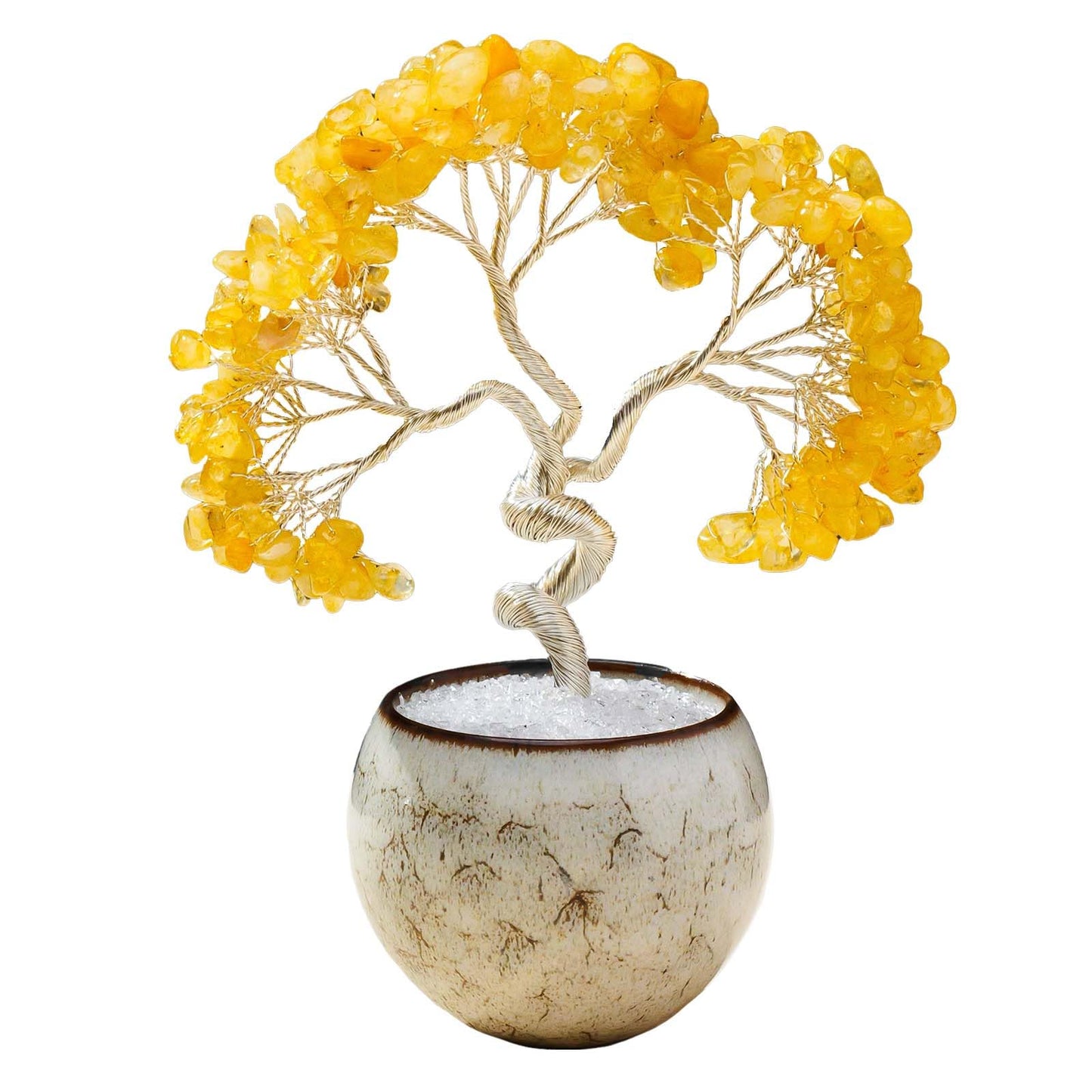 Runyangshi Citrine Crystal Tree of Life - 7in Chakra Crystal Money Tree with 297 Natural Healing Crystal Gemstone for Feng Shui, Luck, Balancing Energy Home Decor & Spiritual Gift