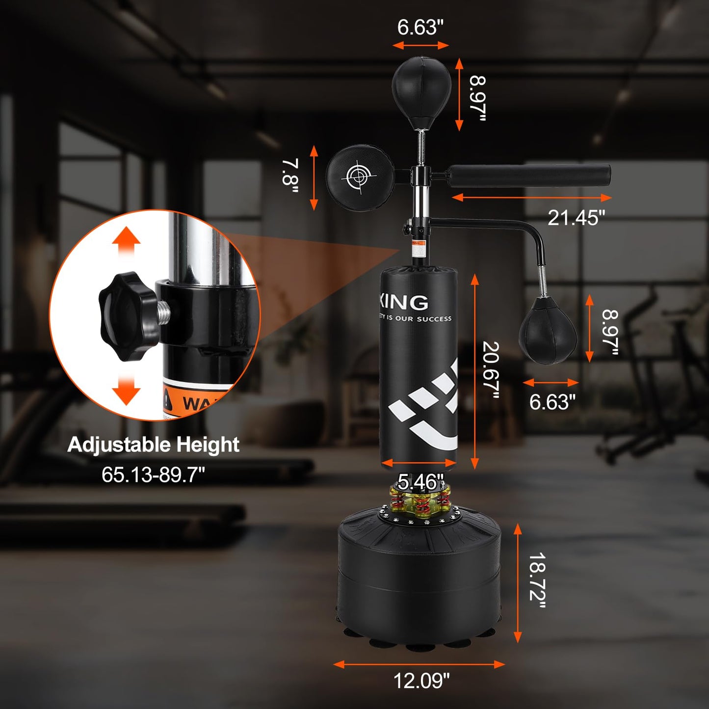 GarveeLife Punching Bag with Stand for Adult with Relax Bar, Speed Bag and Hitting Target, 5 in 1 Heavy Boxing Bag Freestanding, Kickboxing Bag Adjustable Height