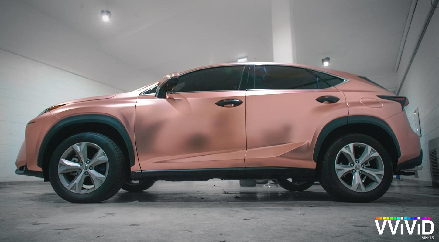 VViViD+ Satin Rose Gold Conform Chrome Vinyl Wrap Roll (50ft x 5ft)
