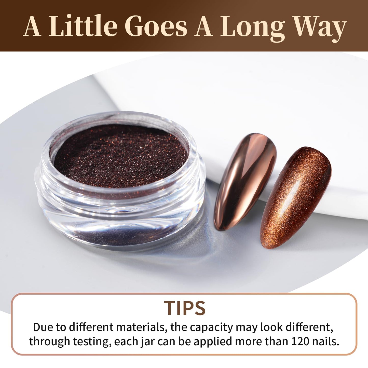 Pretty Diva Chrome Nail Powder - Coffee Chocolate Effect Nail Art Mirror Chrome Nail Powder, Brown Metallic Mirror Chrome Powder Pigment for Nail Art Decoration