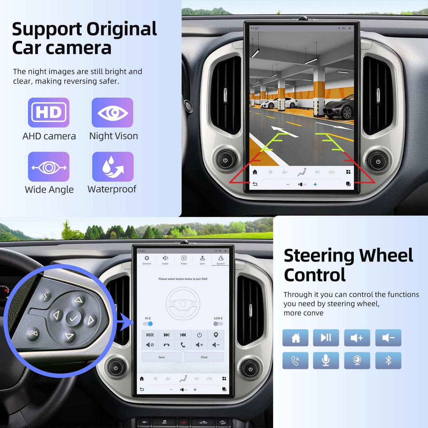 Qualcomm Car Radio for Chevrolet Colorado GMC Canyon 2019-2022 Stereo Replacement Head Unit 14.4 Inch IPS 2K Touch Screen Tesla Style Carplay Android Auto Navigation