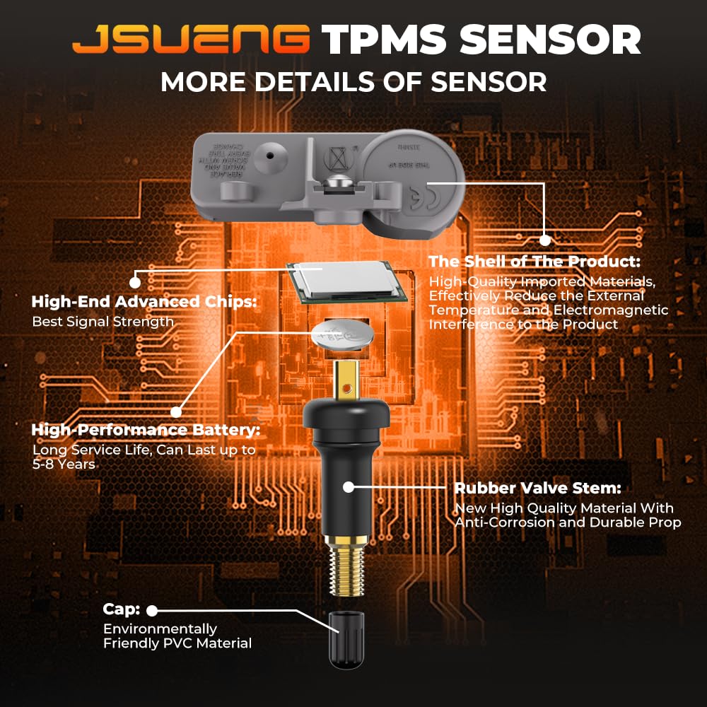 TPMS Sensor GM, 315Mhz Tire Pressure Monitoring System Sensor Compatible for Chevy Silverado Buick Cadillac GMC Pontiac Saturn Saab Replaces 13581558 13586335 13598771 13598772 Set of 4