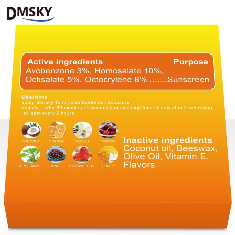 DMSKY SPF 30 Lip Balm 8 Pack, Clear Lip Sunscreen No White Cast, Broad Spectrum Sunblock for Lips with Vitamin E & Coconut Oil - Beach Essentials & Travel Size