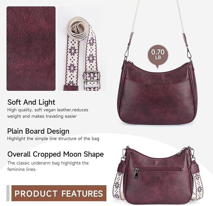 APHISON Trendy Leather Crossbody Purse with Adjustable Strap, Women's Shoulder Handbag