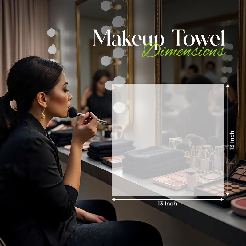 RIVERSIDE Black Makeup Towels - Pack of 6 (13x13) Soft Cotton Makeup Washcloths for Face - Reusable, Quick-Dry Makeup Remover Towels for Bathroom, Spa & Salon - Gentle on Skin - Hello Beauty