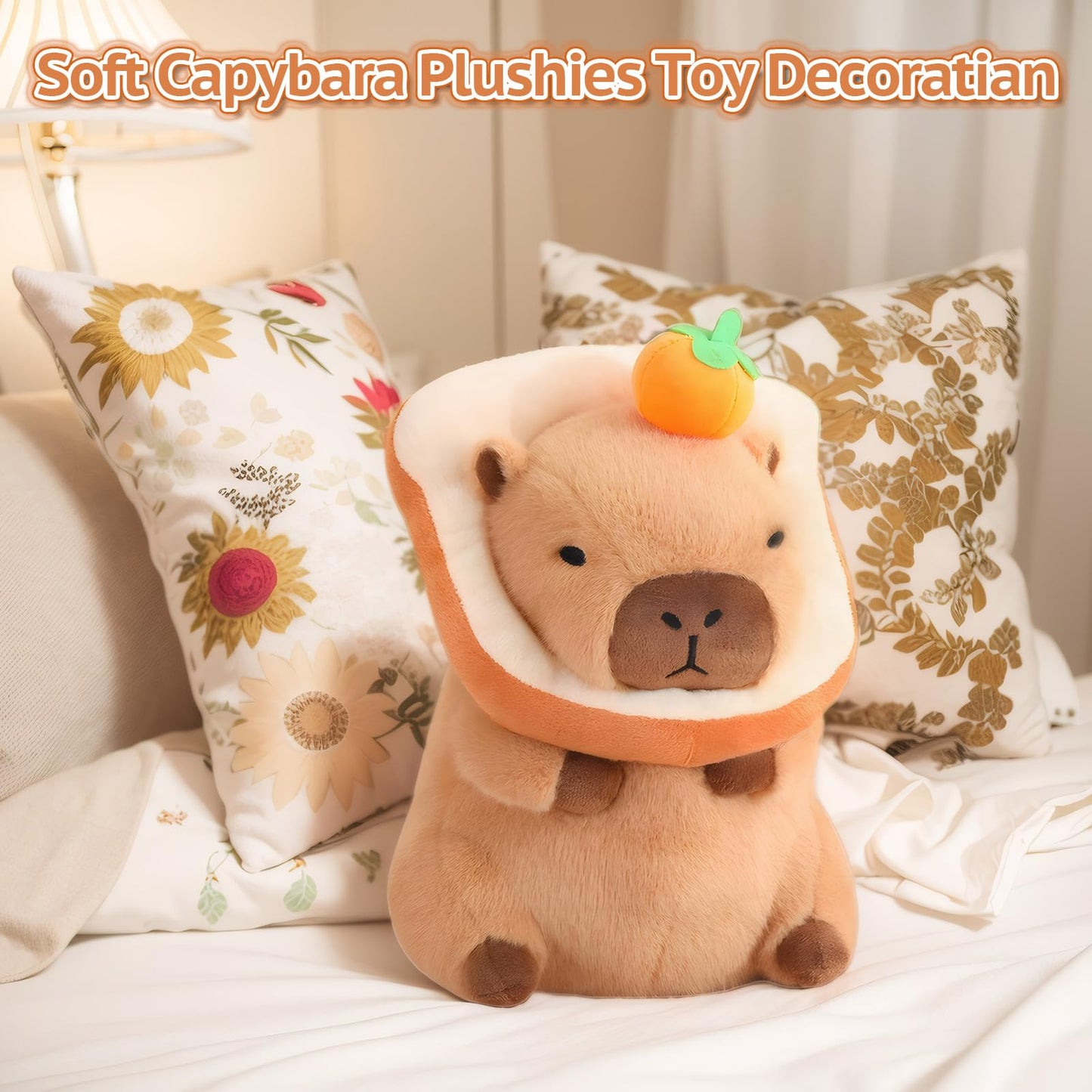 NXNYNZ 12 Inch Cute Capybara Plush Kawaii Soft Capybara Plush Doll Pillow with Bread Capybara Stuffed Aniamls Toys for Girls Children Adults Birthdays Valentines Gift (Capybara Stuffed Animals)