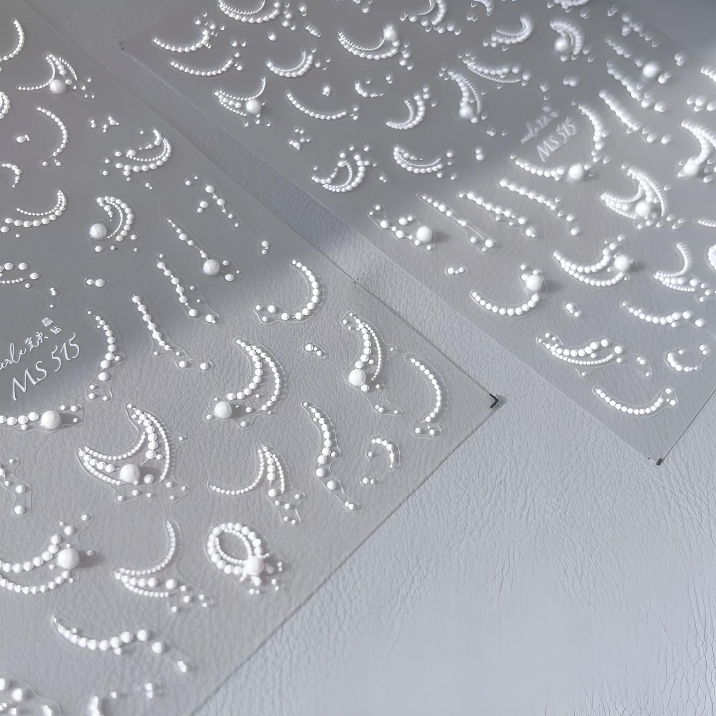 5D Embossed White Pearl Nail Stickers for Nail Art French Tip Nail Art Stickers Self Adhesive White Line Nails Decals Cute Nails Art Supplies for Women Girls