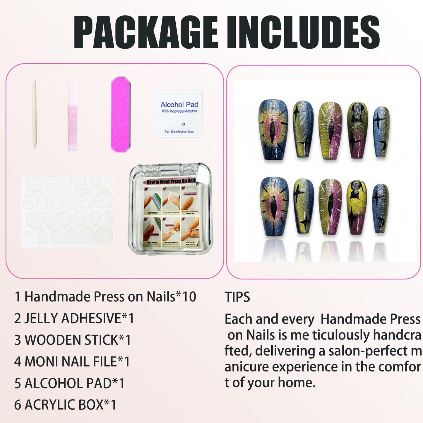 Handmade Press On Nails Demon Eye Reusable Stick On Fake Nails Luxury Elegant Sexy Style For Women Gift With Nail Glue S