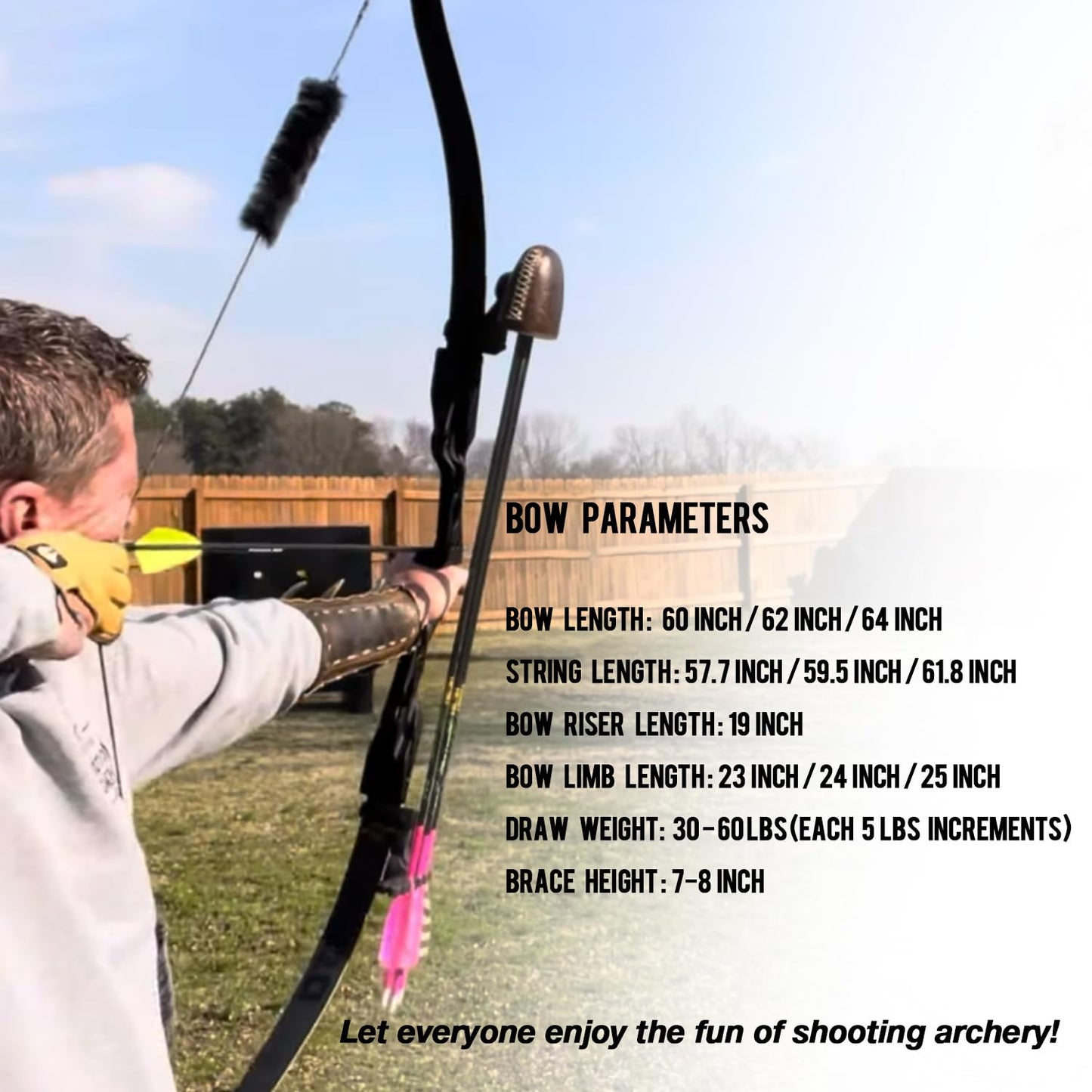 Sanlida Hermit 10 ILF Hunting Recurve Bow Kit for Adults 60" 30-45 Lbs Archery Recurve Bow, CNC ILF Riser, Carbon & Graphite Foam Core ILF Limbs, RH Only, Limited Life-time Warranty (60",45 Lbs)