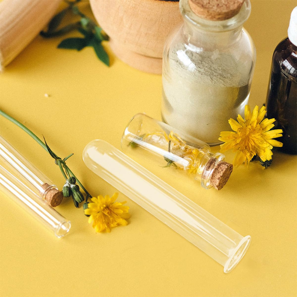 Healvian 4pcs Glass Propagation Test Tube Vases Hydroponic Glass Plant Holder Tubes for Indoor Flower Display and Terrarium Gardening