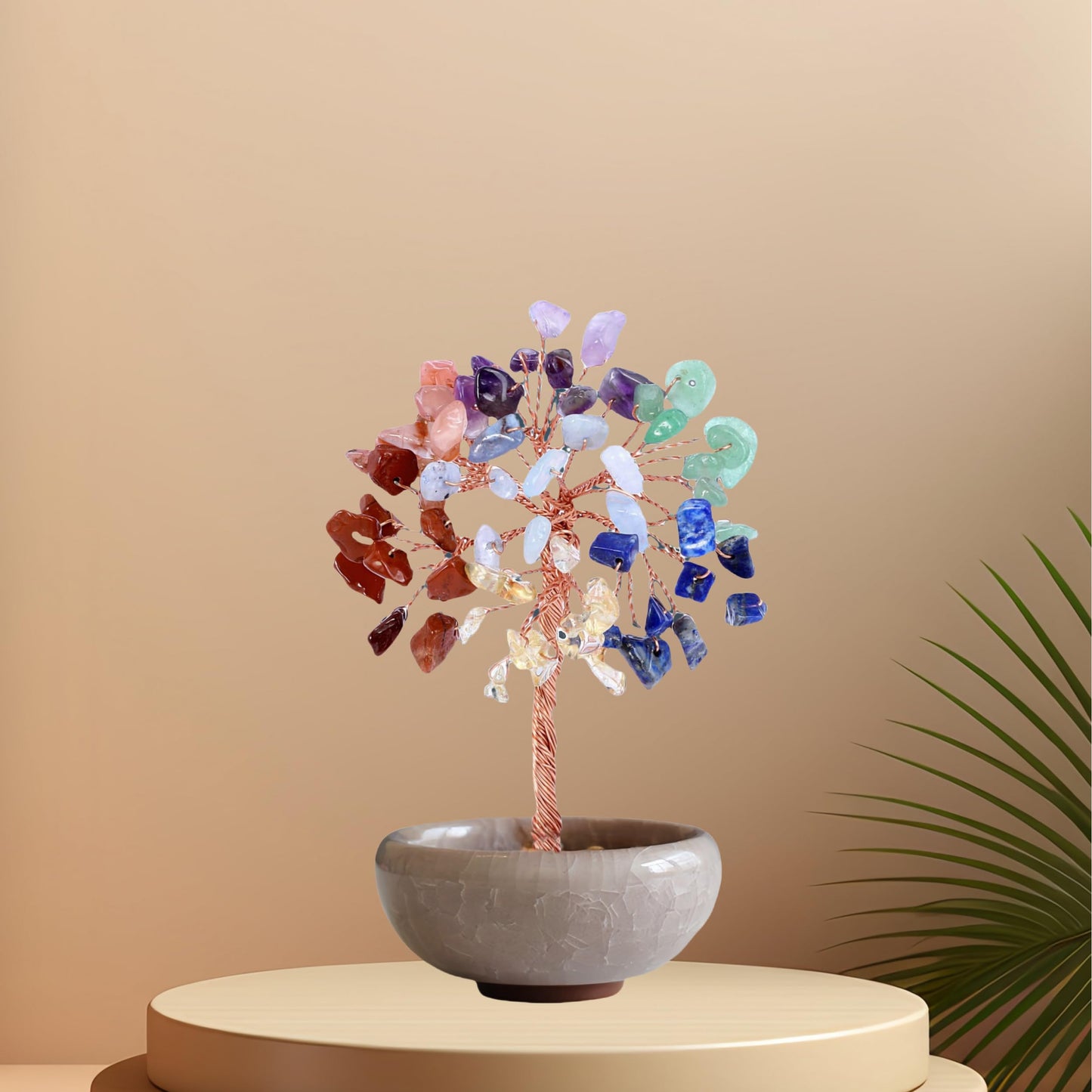 Seven Chakra Tree of Life Crystal Tree - Healing Crystals Tree for Home Decor 7 Chakra Crystals Healing Tree of Life for Meditation and Yoga 7 Chakras Stones on Tree of Life for Spiritual Healing