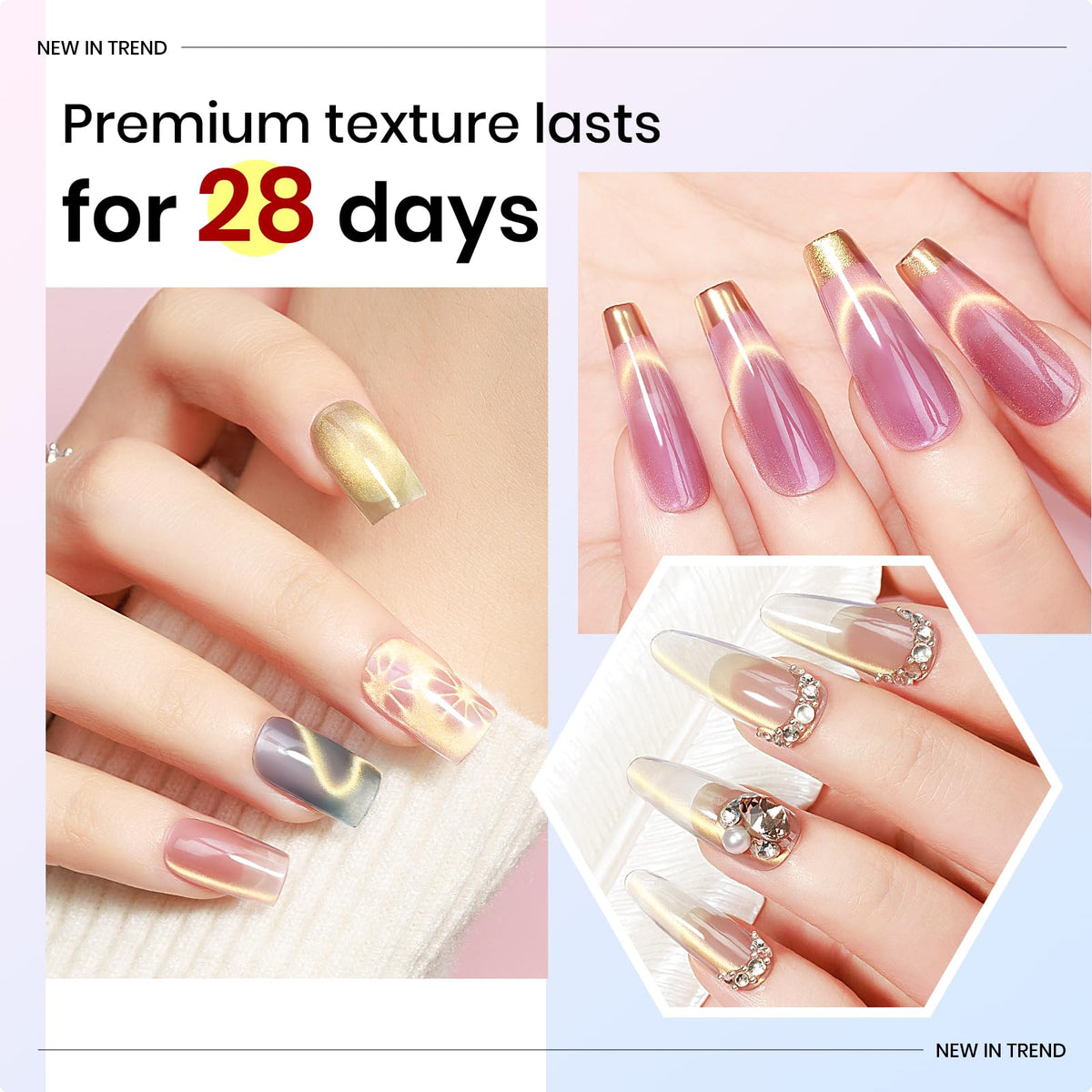 MIZHSE Cat Eye Gel Nail Polish Set, 6 Colors Dawn Ceramic Magnetic Gel Polish with Magnet Stick, Trendy Salon French Nail Polish Kit DIY at Home Gift Set for Women