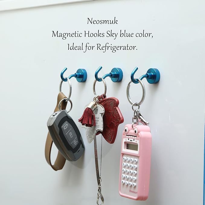 Neosmuk Magnetic Hooks, Heavy Duty 30lb+ Strong Magnet Hook for Cruise Cabins, Cruise Ship Essentials for Hanging, Metal Wall Refrigerator Hangers (RoyalBlue, 15 Pack)