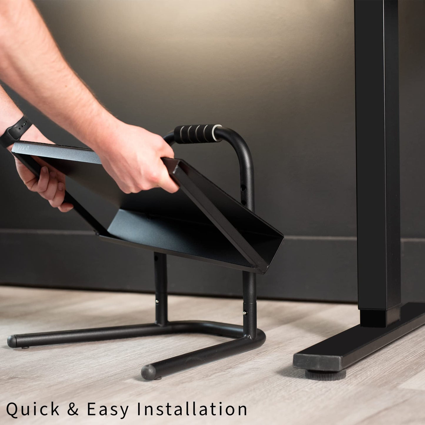 VIVO Ergonomic Height Adjustable Foot Rest Relief Platform, Elevated Stool for Comfortable Sit to Stand Workstation, Non-Slip Surface, Portable, Home Office Classroom Use, Black, STAND-FT01