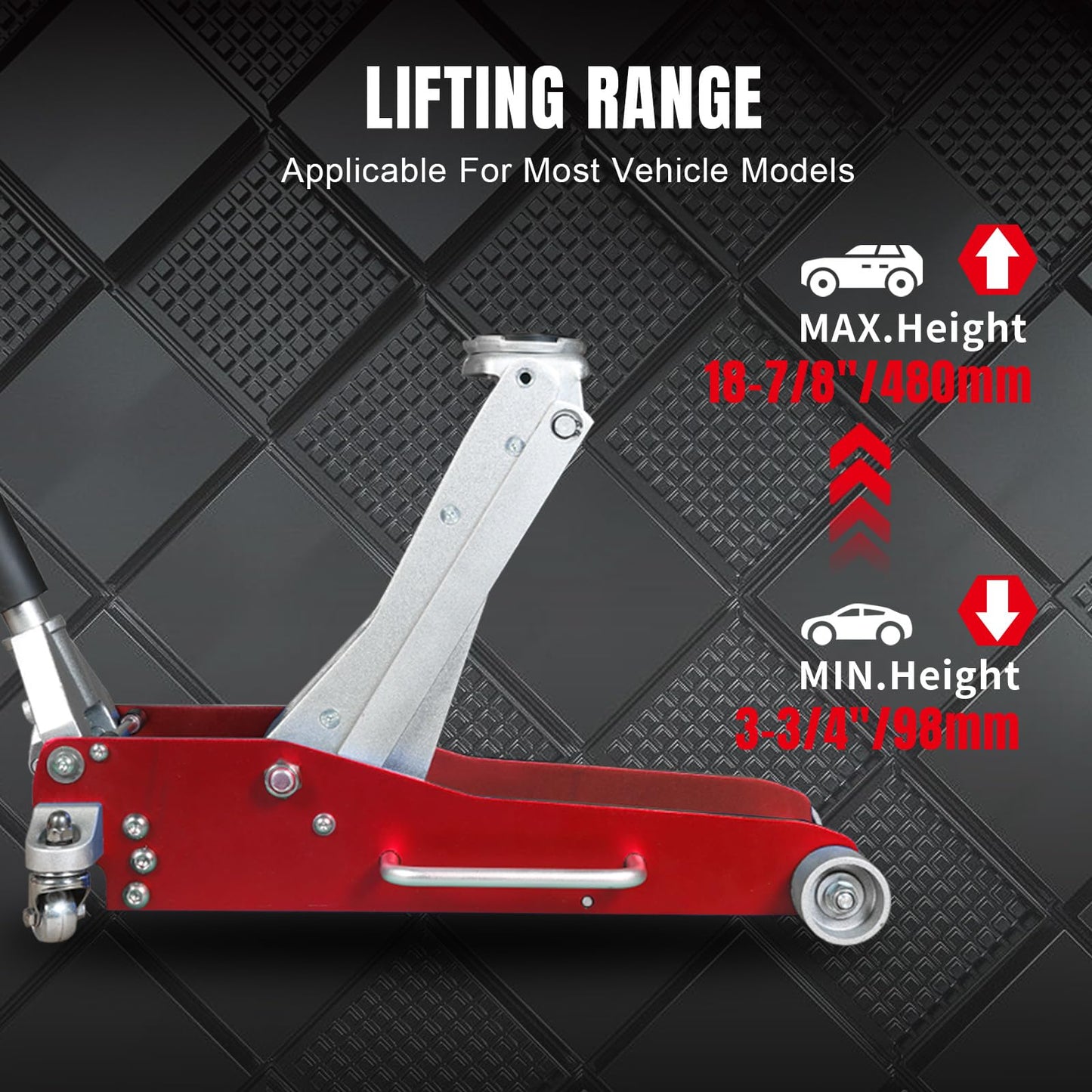 Big RED Floor Jack 3 Ton,Full Aluminum Ultra Lightweight Low Profile Car Jack with Dual Piston Quick Lift Pump,Hydraulic Racing Floor Jack for Vehicle,6,000 lb Capacity,Red