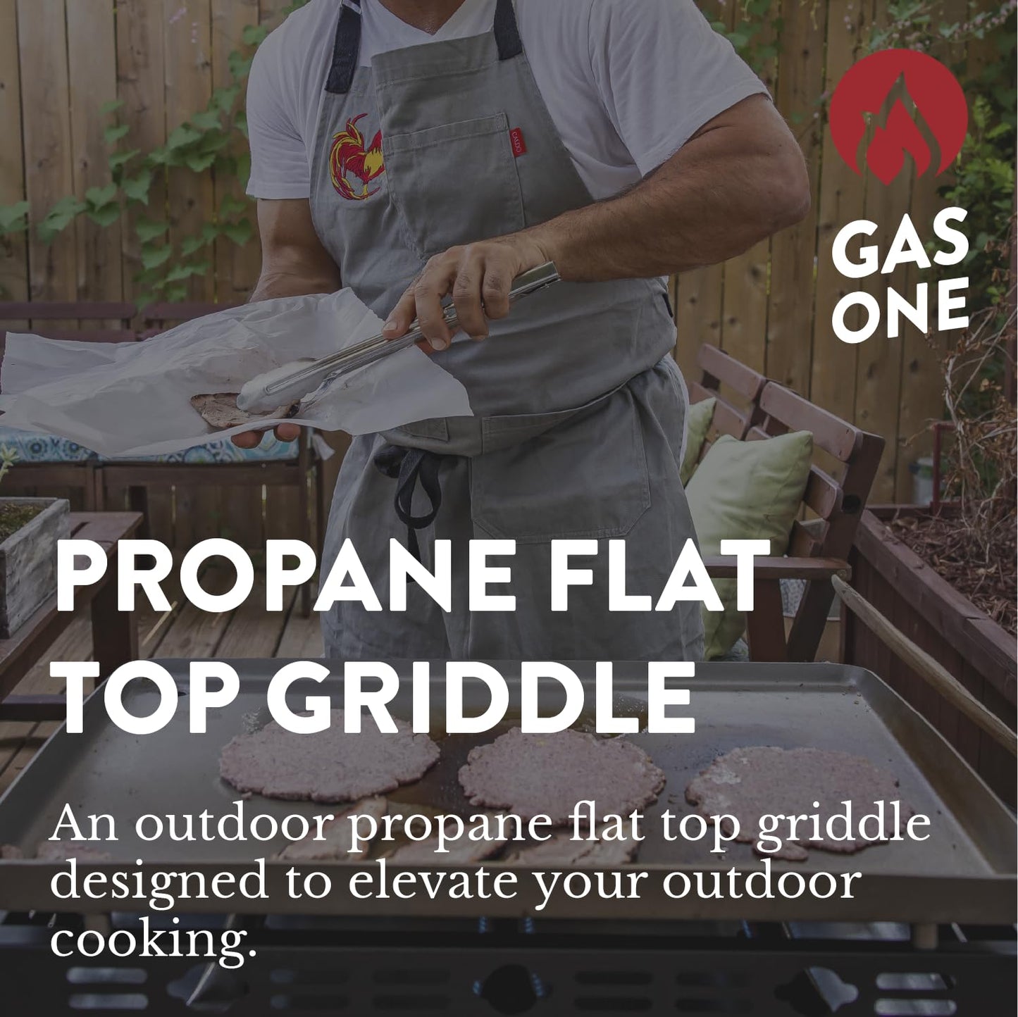 Gas One Flat Top Grill With 4 Burners - Premium Propane Outdoor Grill Cart - Stainless Steel Auto Ignition Camping Griddle - Easy Cleaning Cooking