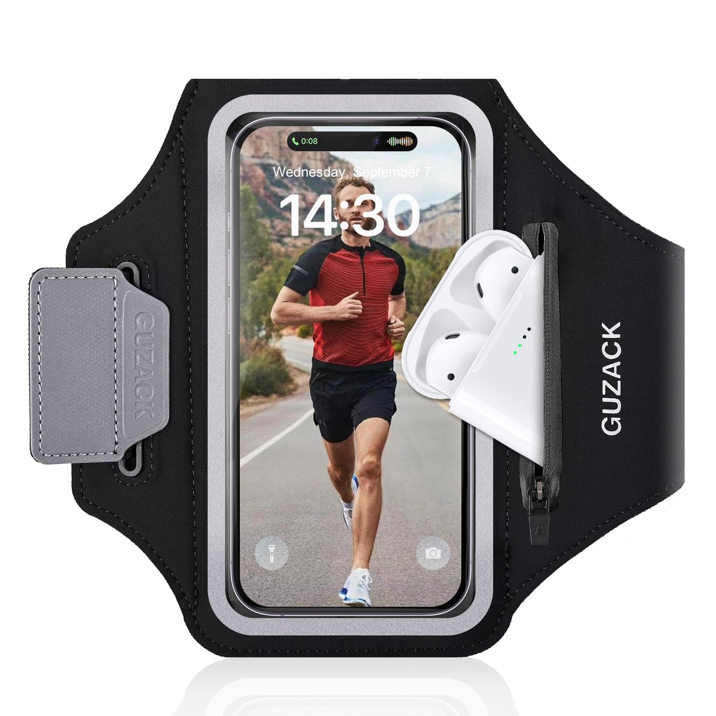 Running Armband with Earphone Pouch & Card Slot, Running Phone Holder for iPhone 17 16 15 14 Pro Max Plus Galaxy S25 S24 S23 Ultra, Up to 6.8" Phones"
