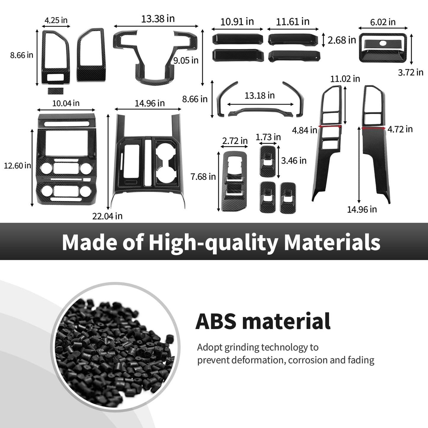 CheroCar 25PCS Carbon Fiber Interior Decoration Trim Kit Fit for 2015-2020 Ford F150 Central Control GPS Navigation & Window Lift & Dashboard & Emergency Light Switch Cover Panel Interior Decoration