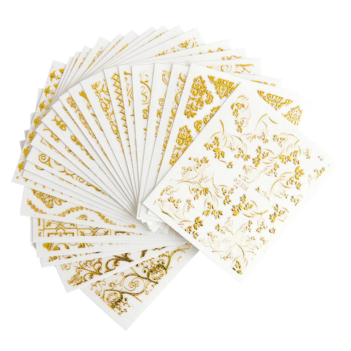 30 Sheet Nail Stickers,Gold Lace Flower Nail Art Stickers,3D Self-Adhesive Nail Decals,with Hollow Retro Floral Vine Design Spring,Gold Lace Floral Acrylic Nails Supplies for Women Manicure Decor