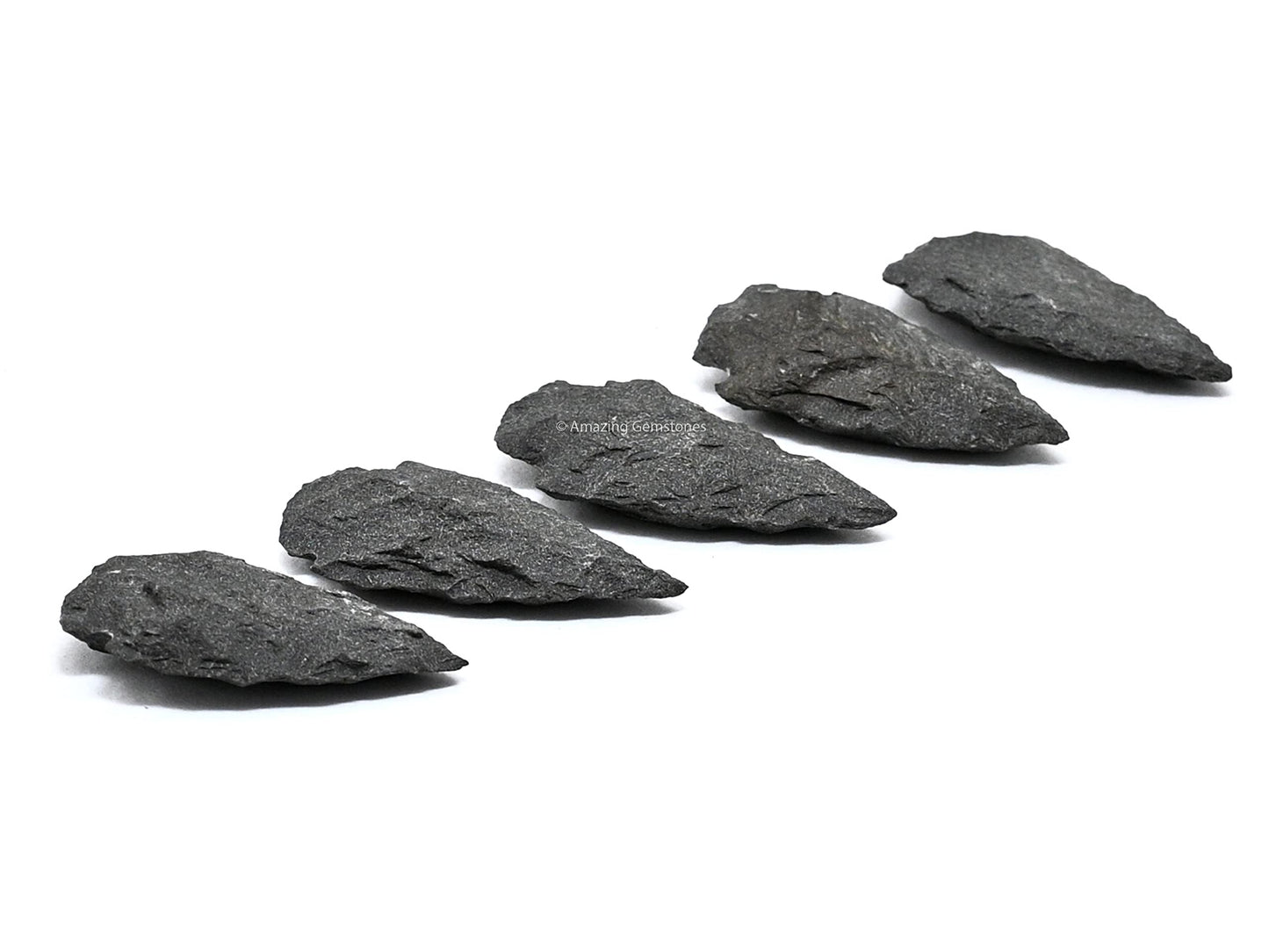 Amazing Gemstone 5 Pieces Black Agate Arrowhead, Crystal and Healing Stone Flint Rock Arrow Head - 1 to 1.5 Arrowheads for DIY Project Craft Point Jewelry Making