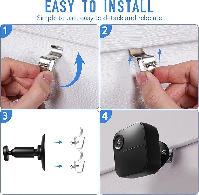HUXOR 20 Pack Vinyl Siding Clips Hooks, No-Hole Needed Siding Hangers for Outdoor Mounted Blink, Arlo, Ring Home Security Cameras, Stainless Steel