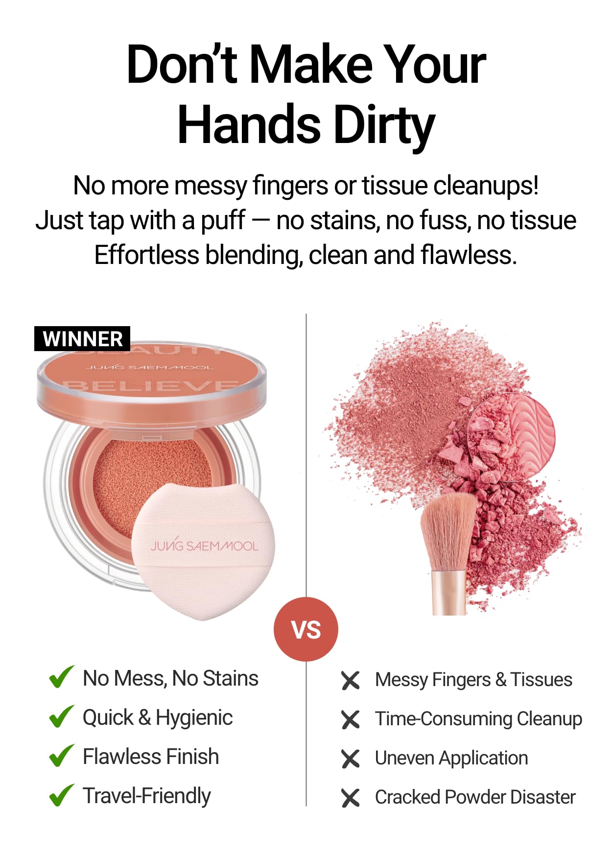 JUNG SAEM MOOL Artist Cushion Blush | Easy to Blend with Puff, Buildable Liquid Blush for Cheeks with a Natural & Dewy Finish, Korean Makeup (Dewy | Rare Rose)