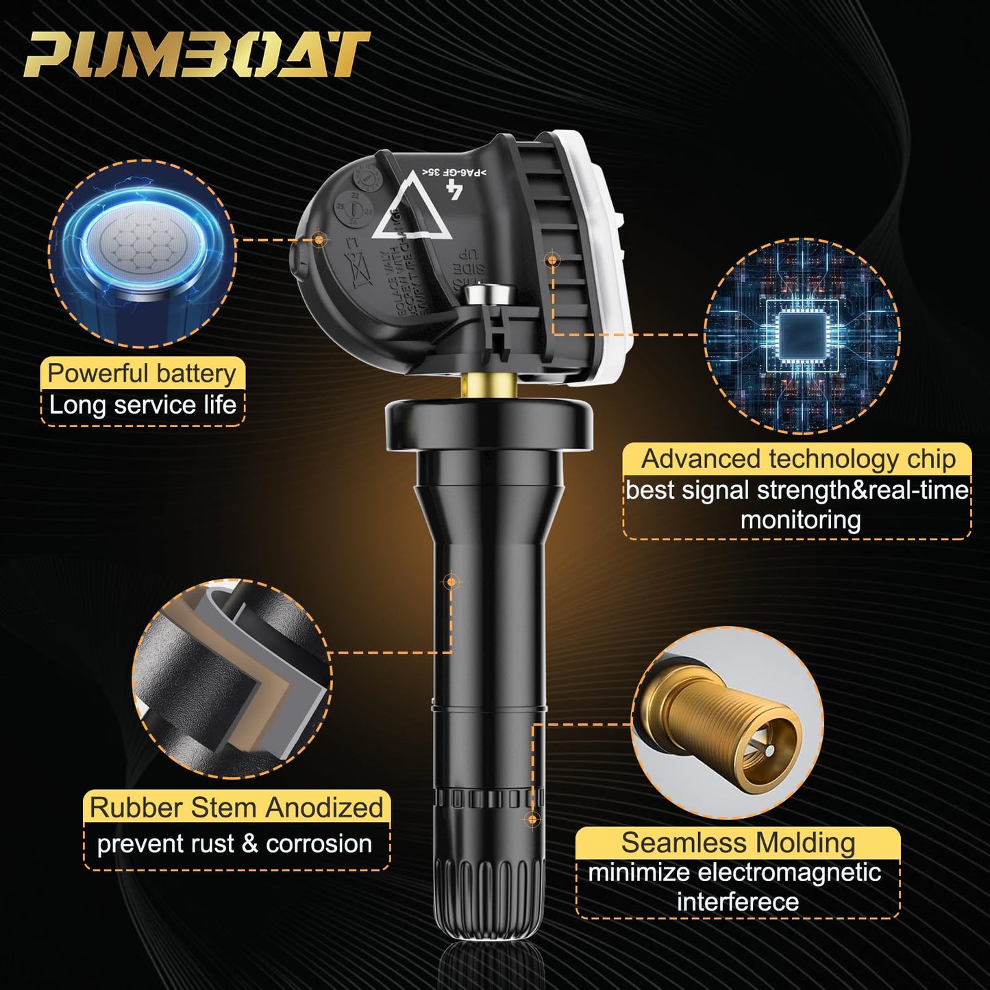 PUMBOAT TPMS 433Mhz 13598773 Pre-Programmed tire Sensor Compatible with:-Cadillac XT5 (17-22)|-Chevy Malibu (16-22)|Cruze (16-19)|Camaro (16-20)|-GMC Acadia (16-22)| KIT (4 PCS)