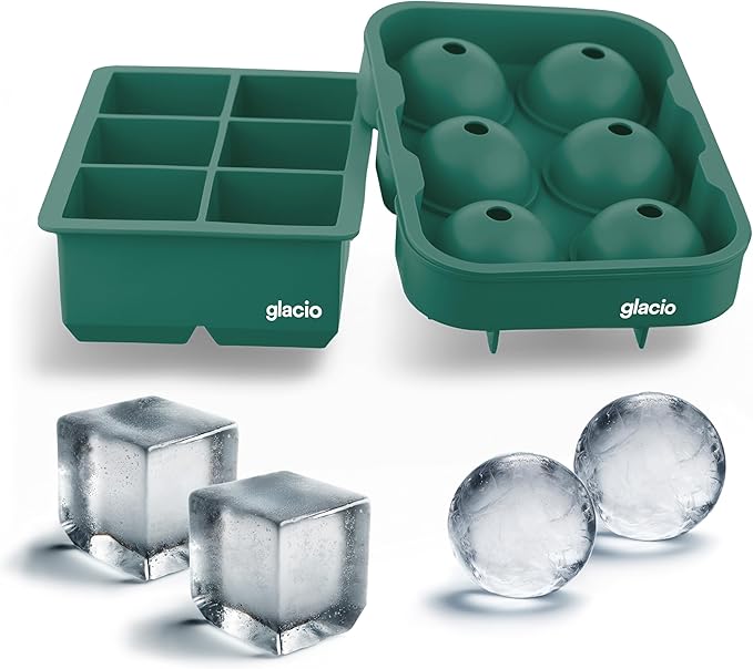 Silicone Ice Cube Trays Ã¢ÂÂ Large Silicone Molds for 2-Inch Ice Cubes and Spheres Whiskey Ice Cube Trays with Lids for Cocktails & Bourbon Ã¢ÂÂ Set of 2