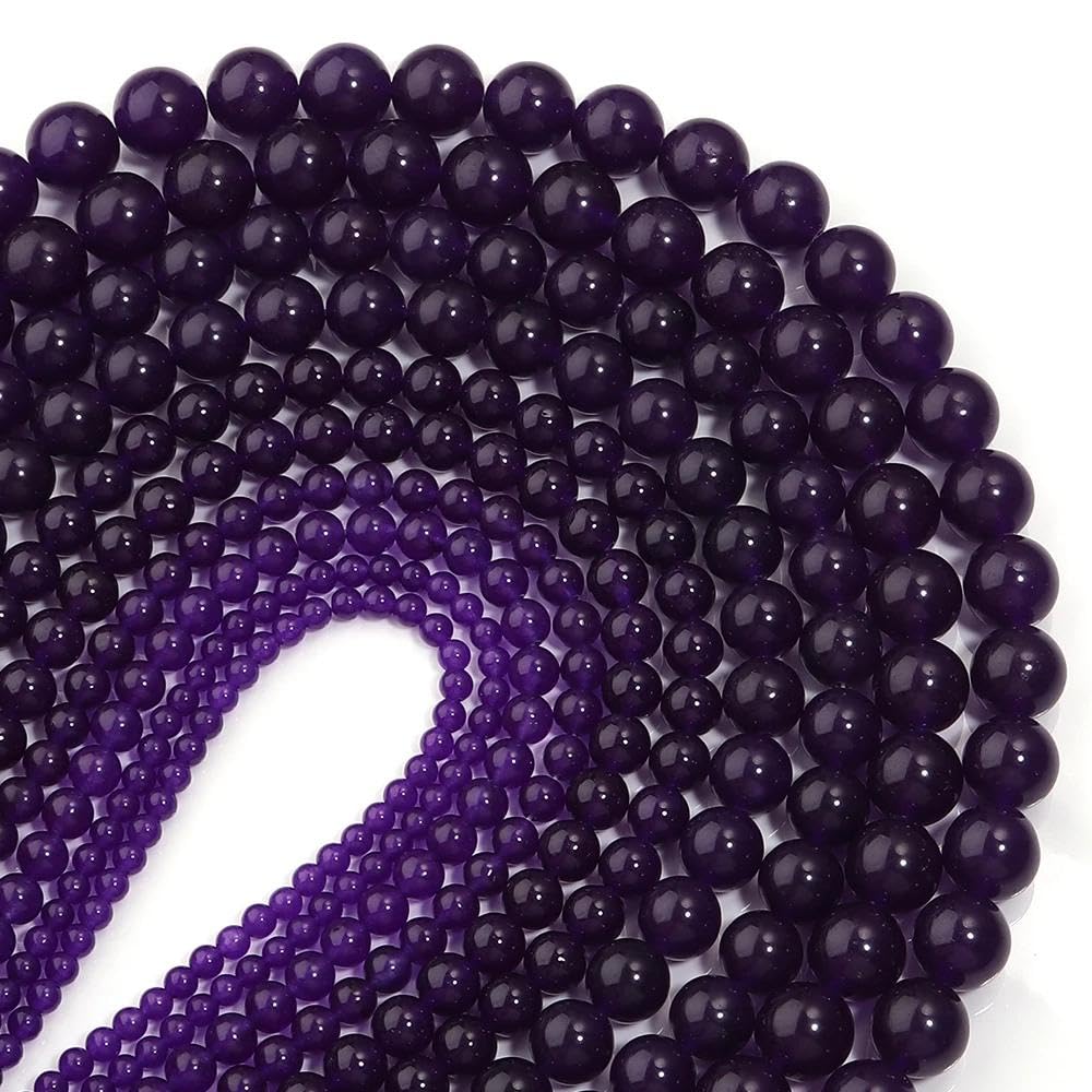 Zenkeeper 108Pcs Purple Natural Stones Chalcedony Beads Spacer Loose Beads Bulk with Holes Handcrafted for DIY Bracelets Jewelry Making Crafts Supplies