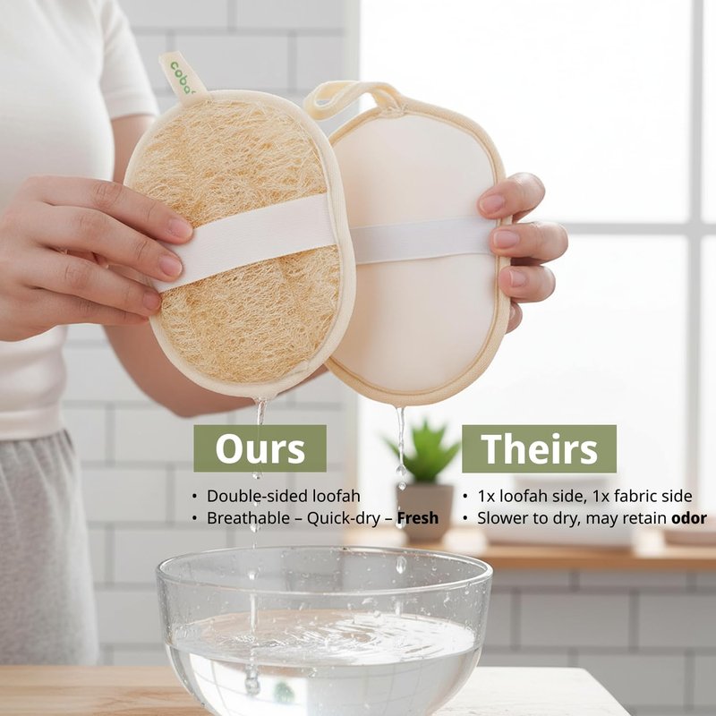 Coba Straws Natural Loofah Exfoliating Body Scrubber | 100% Plant-Based Shower Luffa Sponge for Deep Cleansing, Smooth & Glowing Skin | Bath Loofah for Women & Men (Pack 1)