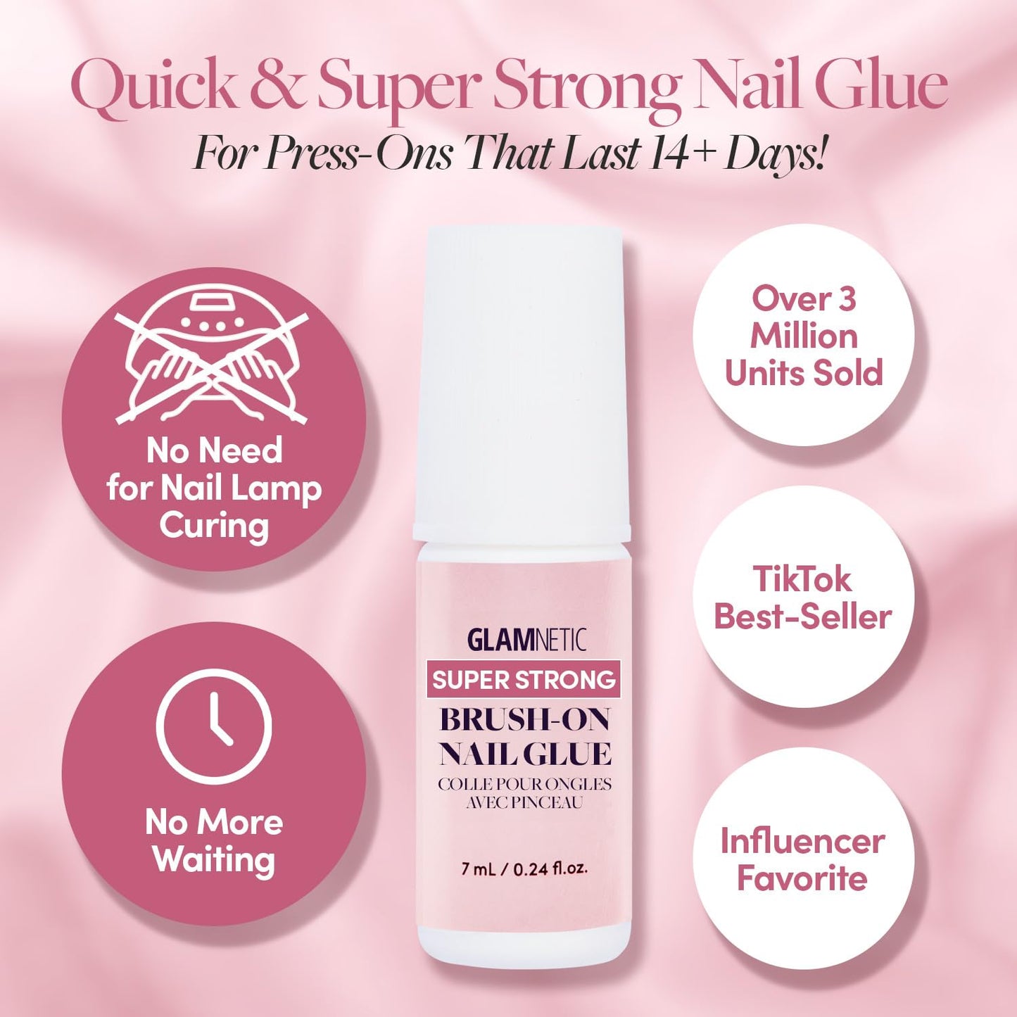 Glamnetic Press On Nails & Brush On Nail Glue Bundle - Wild Card | Semi-Transparent Short Almond Nails with Trendy Pastel Prints | 12 Sizes - 24 Nail Kit with Glue | Reusable, Salon-Quality Fake Nails