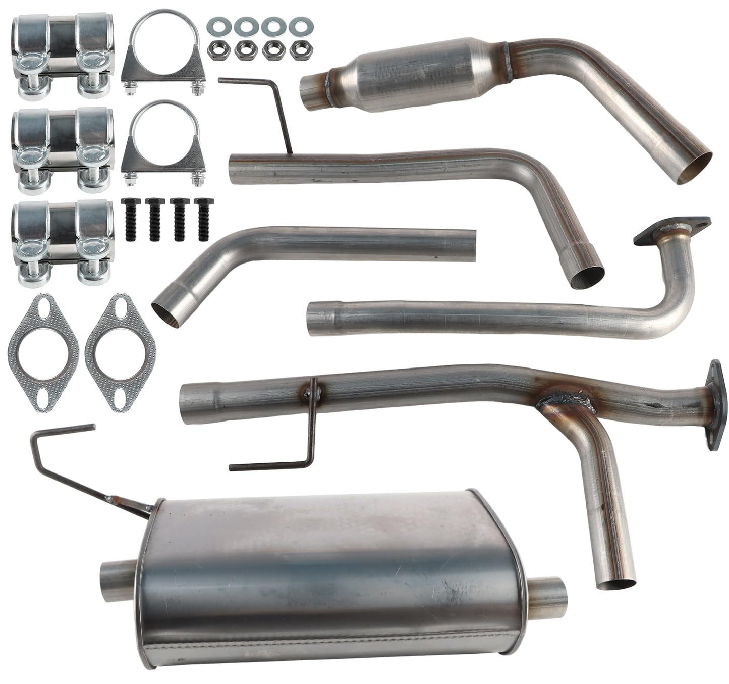 SleYuYir Exhaust Resonator Muffler Tail Pipe Exhaust Kit Compatible with Nissan Frontier 4.0L 2005-2019 Stainless Steel | Northeastern Exhaust | Free Gaskets and Clamps Included | Direct-Fit