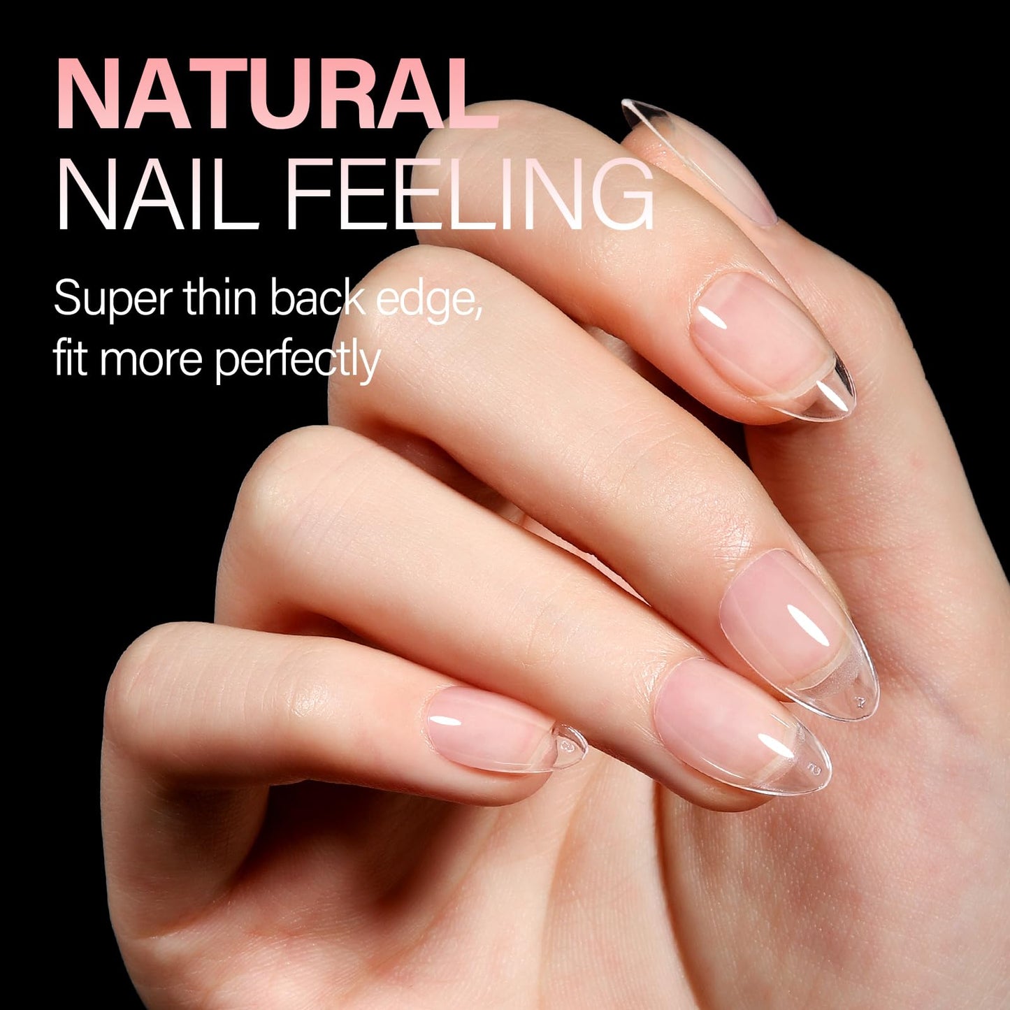 AILLSA Short Almond Nails 504PCS Half Matte Fake Nails Tips Soft Press on Gel Nail Tips Pre Shaped Clear Full Cover Acrylic Nail Tips for Nail Extension 12 Sizes with Storage Box for Christmas