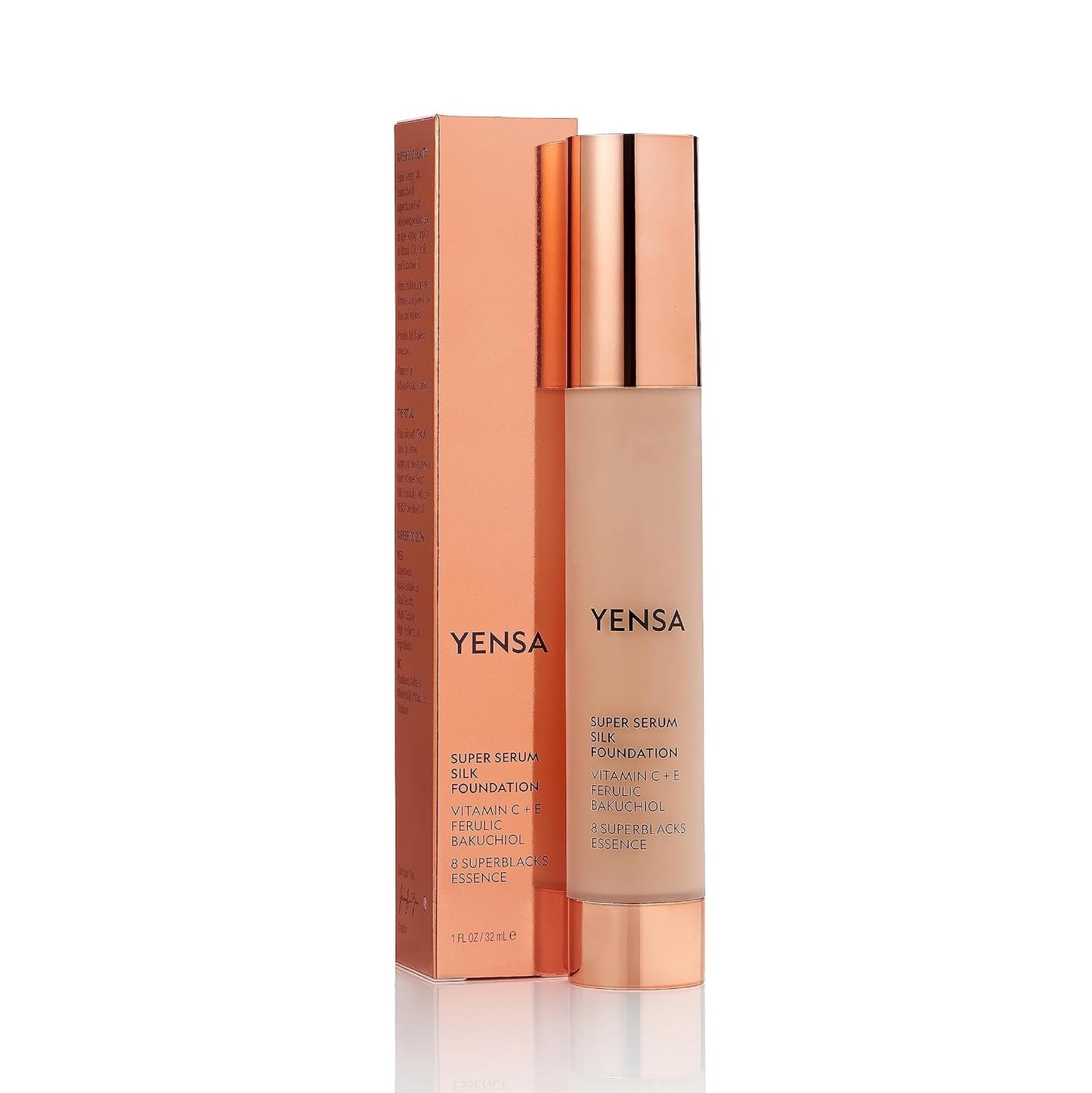 YENSA Super Silk Foundation - Full Coverage, Age-defying complex of Vitamin C, E, Ferulic, and Bakuchiol Oil (Medium 1) 1.0 fl oz