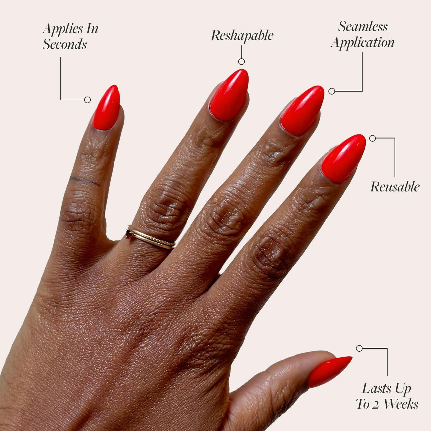 Harry Potter™ x Glamnetic Press-On Nails Bundle - Helga Hufflepuff™ & Fiery Red | Short Almond Fake Nails with Velvet Yellow French Tips & Gold Graphics, Officially Licensed | Bright Red Short Almond