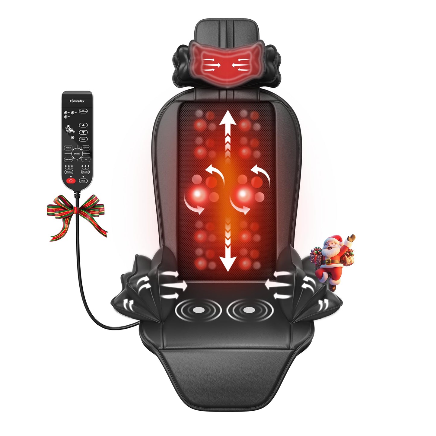 comrelax Shiatsu Massage Cushion with Heat, Kneading Back Massager for Chair, Massage Chair Pad for Office/Home/Family/Friends