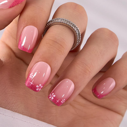CurvLife Soft Gel Oval Press-On Nails Kit, Reusable Fake Nails with Glue & Adhesive Tabs, 30PCS Salon-Quality Stick-On Nails for At-Home Manicure (Spring Kiss)