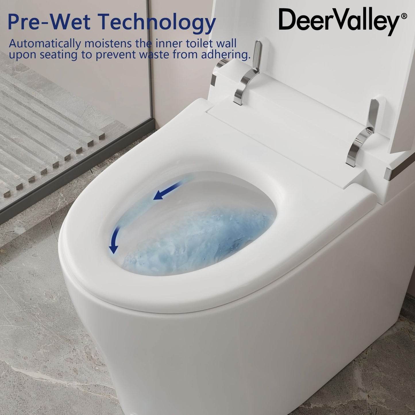 DeerValley Smart Toilet, One Piece Tankless Toilet with Built-in Bidet, 1.28GPF Auto Flush, Foot Kick, Warm Water, Heated Seat, Remote Control, 10" Rough-In Options