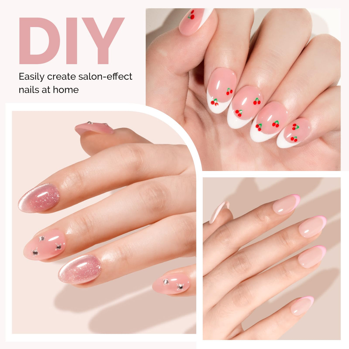 MelodySusie Short Almond Gel Nail Tips Kit-300Pcs 15Sizes Pre-Building Apex Fake Nail Tips 20gSolid Nail Glue Gel,Half Matte Full Cover Clear Acrylic Nail,Thick Strong Long Lasting for Home DIY&Salon