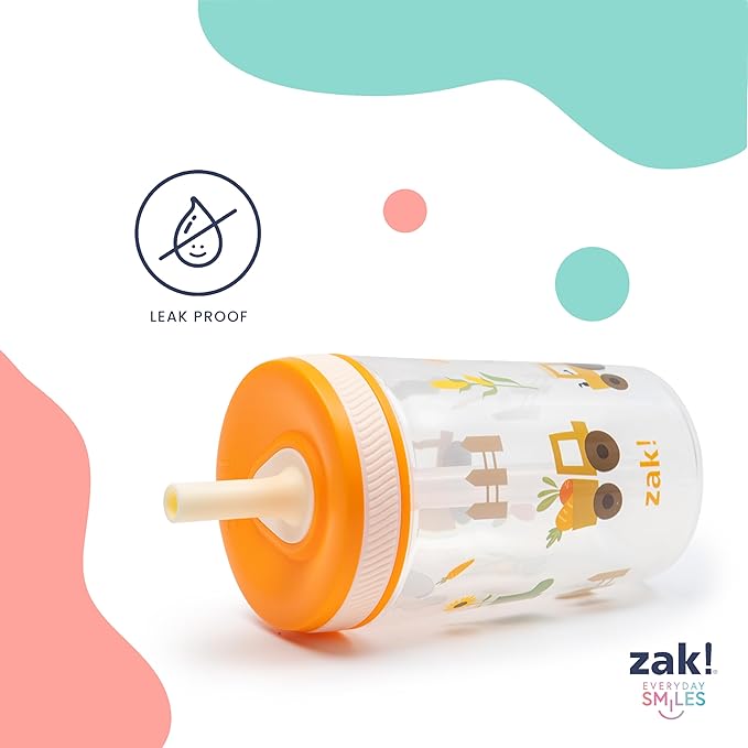 Zak Designs Kelso 15 oz Tumbler 2pc Set, (Campout) Leak-Proof Screw-On Lid with Straw Made of Durable Plastic and Silicone, Perfect Cup Bundle for Kids