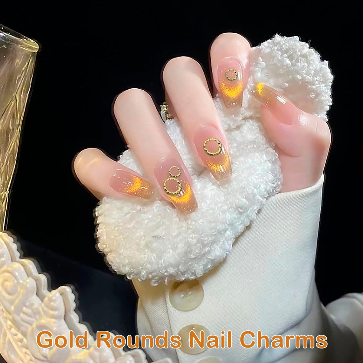 Gadjica 500Pcs Round Nails Charms for Nail Art 3D - Gold Metal Circle Studs - 3x3mm and 5x5mm All-Match Manicure Kit Nails Art Supplies Accessories for Women Girls Acrylic Nails