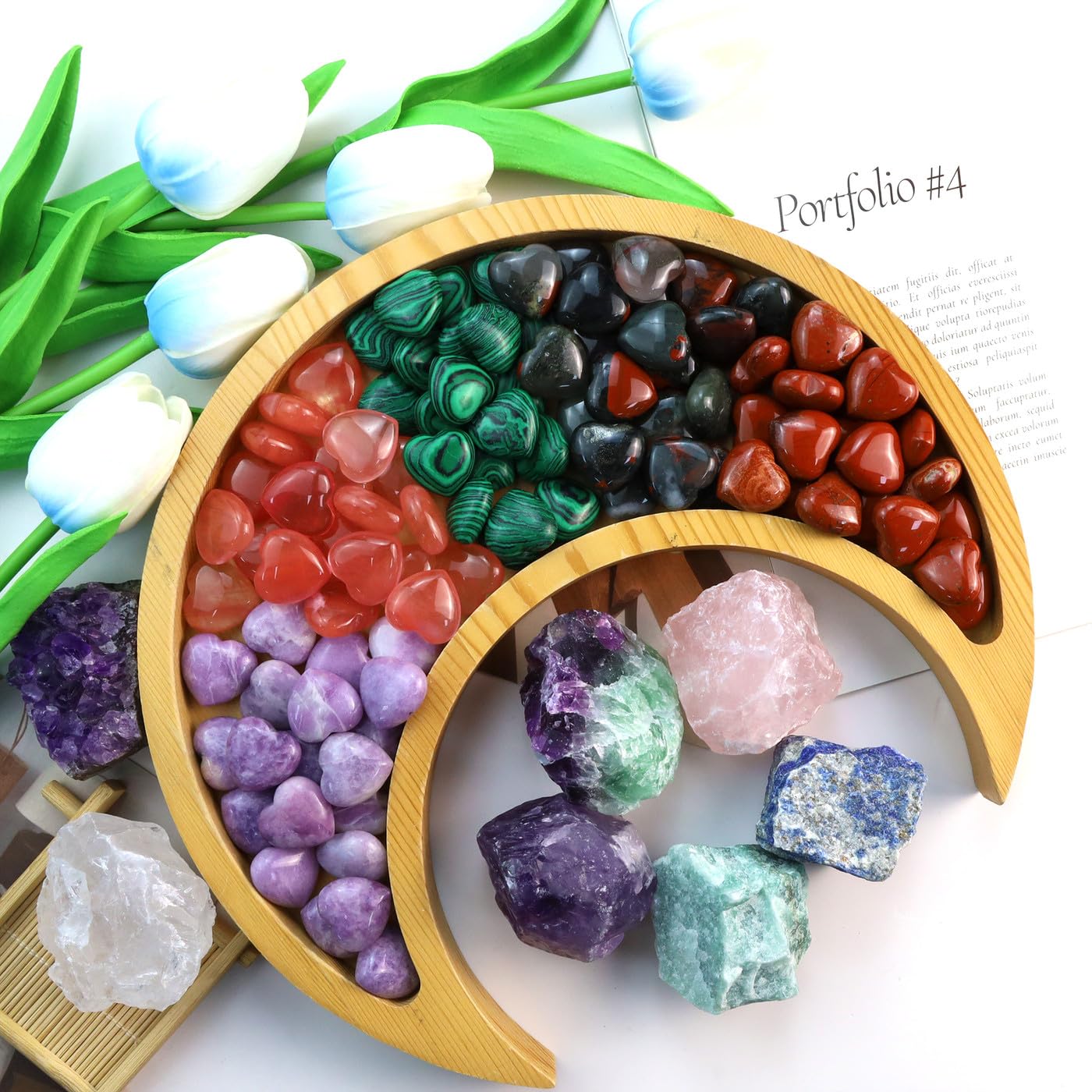 QINJIEJIE 10PCS Green Malachite Heart Crystals Stones Thick Love Shaped Gemstones Pocket Palm Crystal Bulk Polished Thumb Gem Set Wholesale Worry Stones Reiki Energy Spiritual Guardian Mini Gift