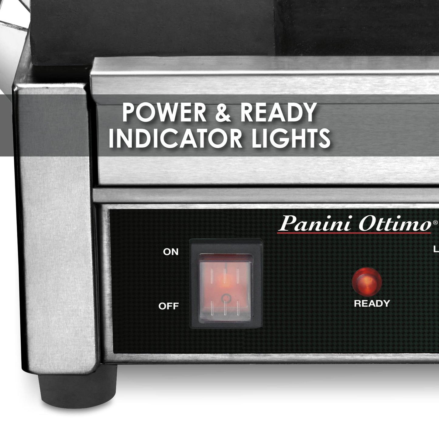 Waring Commercial WPG300 Panini Otimo Dual Ribbed Panini Grill, 240V, 3200W, 6-20 Phase Plug, Silver, 15.5 x 18.75 x 9.25 inches