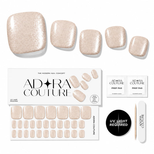 Semi Cured Gel Nail Strips – 32 Pcs Gel Pedicure Stickers - UV Nail Wraps for Toenails, Easy Application, Long Lasting, Salon Quality & UV Light Required - Cashmere Taupe