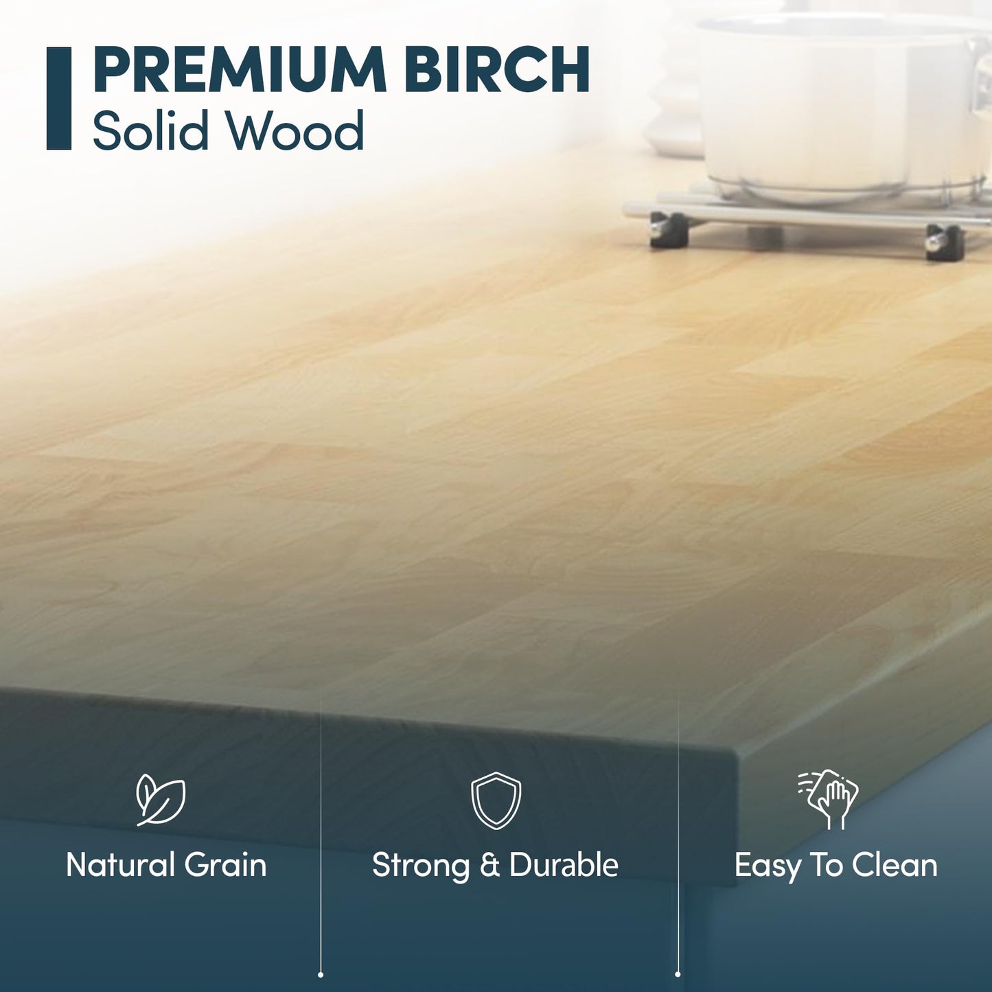 AllForWood 48''L x 25''W x 1.5''Th Birch Solid Wood Butcher Block Countertop, Butcher Block Table Top for DIY Washer Dryer/Island/Kitchen Countertop (Unfinished)