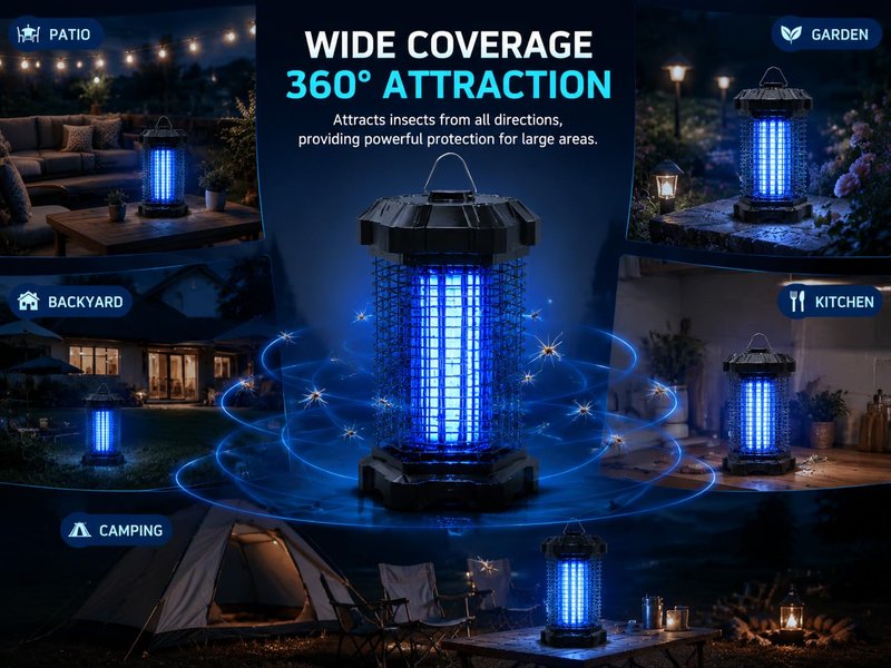 Jawlark Bug Zapper Outdoor, 4200V Electric Mosquito Zapper Indoor, Insect Fly Zapper Waterproof with 5ft Power Cord, Mosquito Killer for Home, Patio, Kitchen, Backyard, Camping, Plug-in